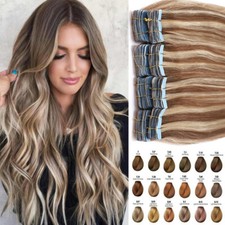 CLEARANCE 10-80pcs Tape In Skin Weft Remy Human Hair Extensions Full Thick USPS