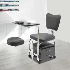 Nail Table Trolley Beauty Spa Manicure Pedicure Chair Adjustable w/Wheel& Drawer