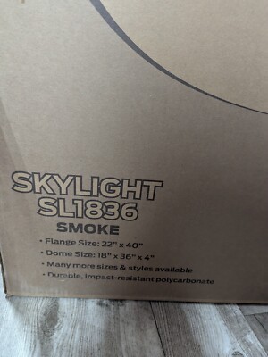 Icon SL1838 SKYLIGHT FLANGE SIZE 22'' X 40'' DOME SIZE 18'' X 36'' X 4'' SMOKE