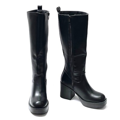 Platform Boots Sergio Rossi Womens Black Leather Textured Platform