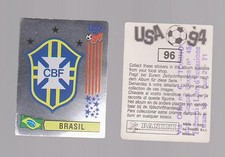 PANINI FIGURINA CALCIATORI USA '94 WC N. 96 BRASIL BRASILE SCUDETTO BADGE 