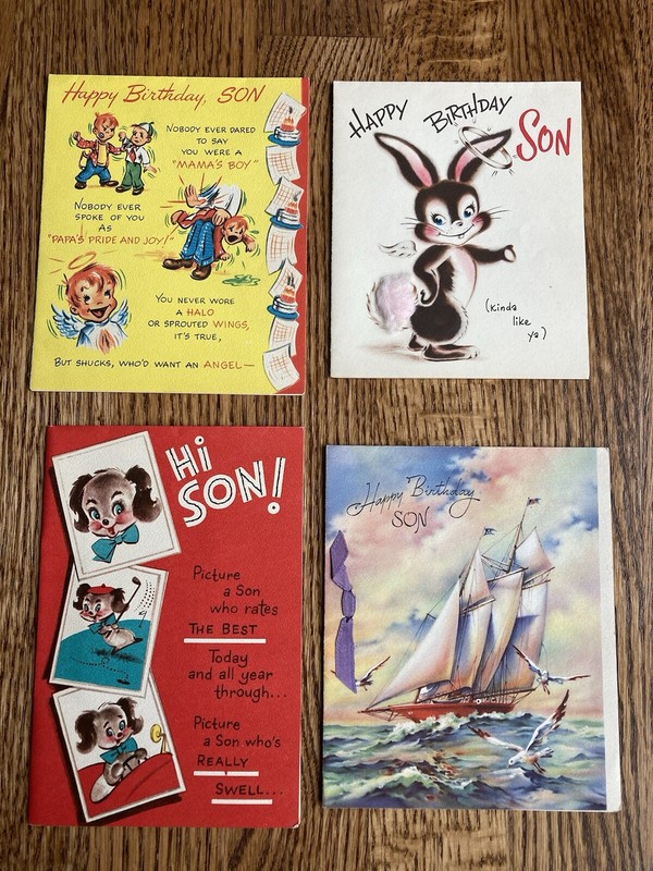 Vintage 1940’s Happy Birthday Son Cards Used Crafts Scrapbooking Lot