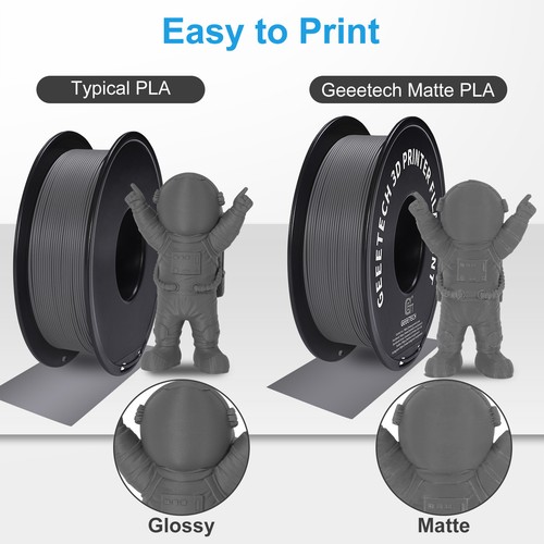 Geeetech 3D Printer Filament Matte PLA 1kg 1.75mm Matte Dark Gray Matte Texture - Picture 3 of 8