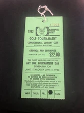 1983 Kemper Open Golf Pass Freddie Couples First Win!! Hang Ticket RARE