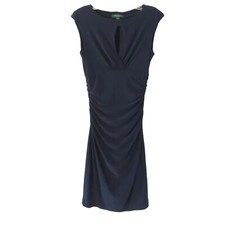 Ralph Lauren Women Navy Blue Body cone Dress Size 8 Stretch Sleeveless Cocktail