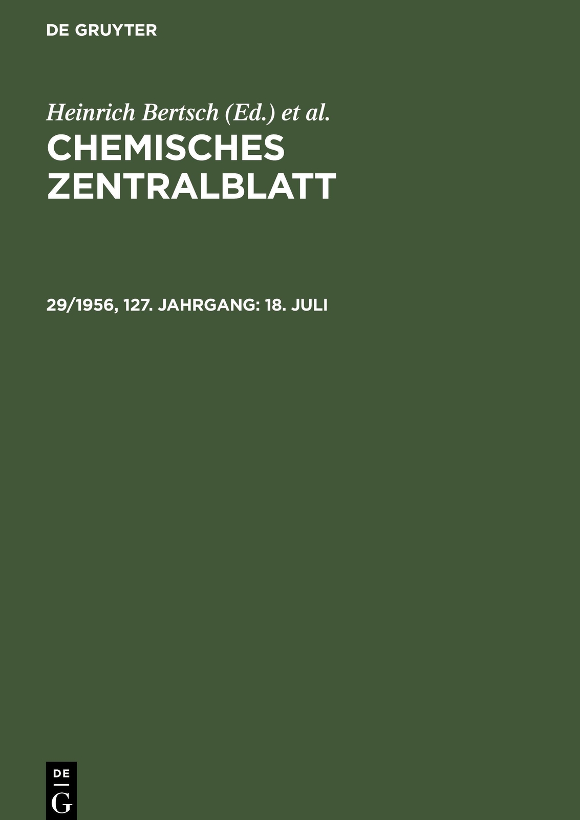 Heinrich Bertsch (u. A.) | 18. Juli | Buch | Deutsch | De Gruyter