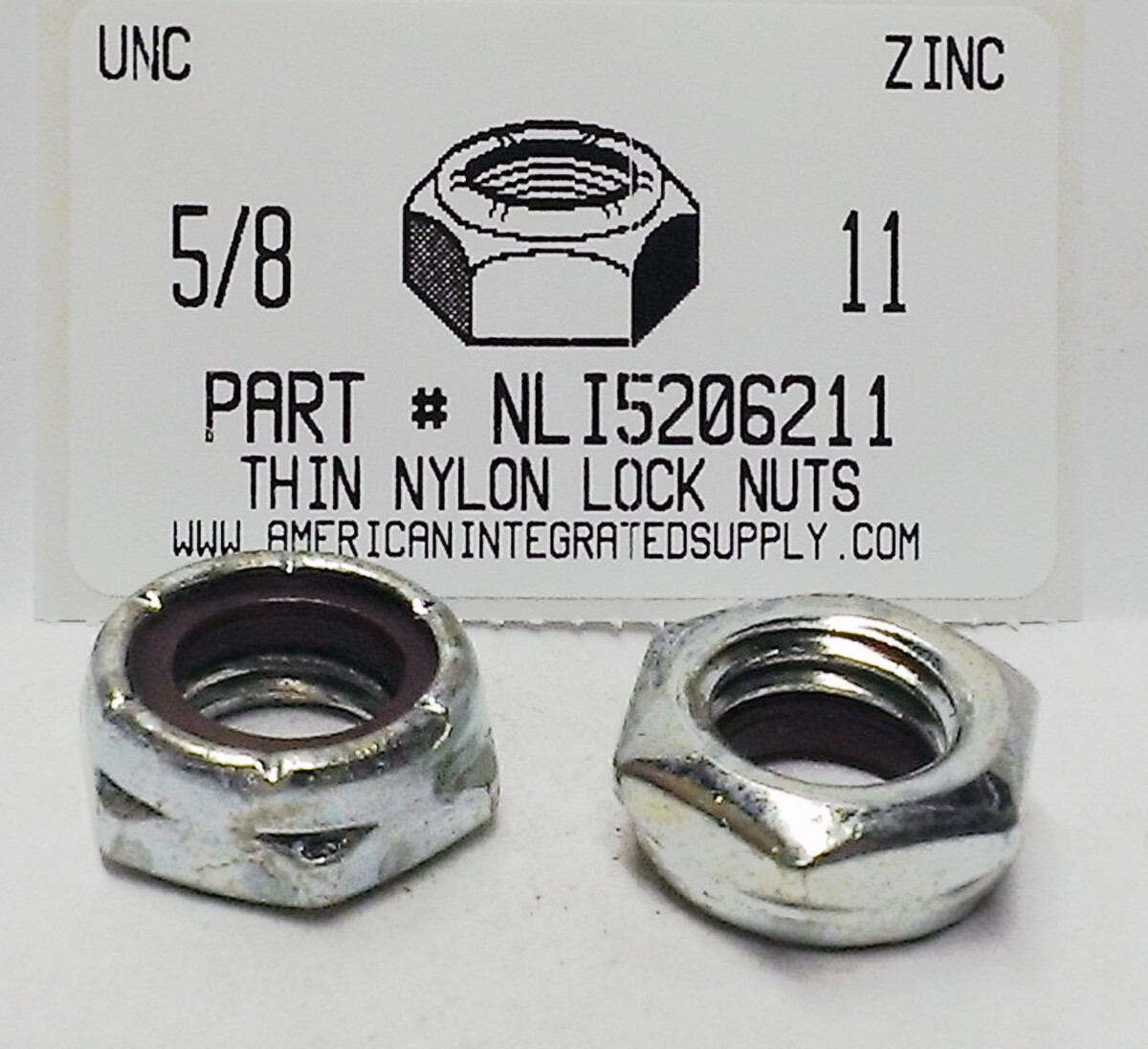 Grade 8 Nylon Insert Lock Nut | 5/8-18 Thread | Zinc Yellow Finish | Hex Style (Choose Qty)
