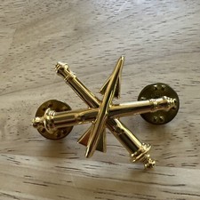 Brass Field Artillery Service Insignia Vintage Pin Back. Marked G-23