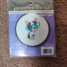 Dimensions Learn A Craft Cross Stitch kit "Smart Dog" Hoop Included  72-74552