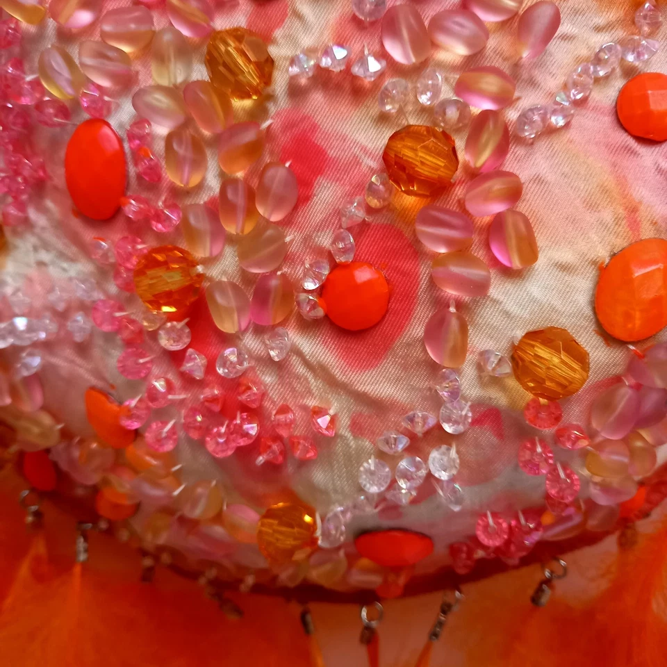 mujer accesorios bolso bandolera moda redondo hecho a mano bordado naranja cuentas Foto 3 de 4