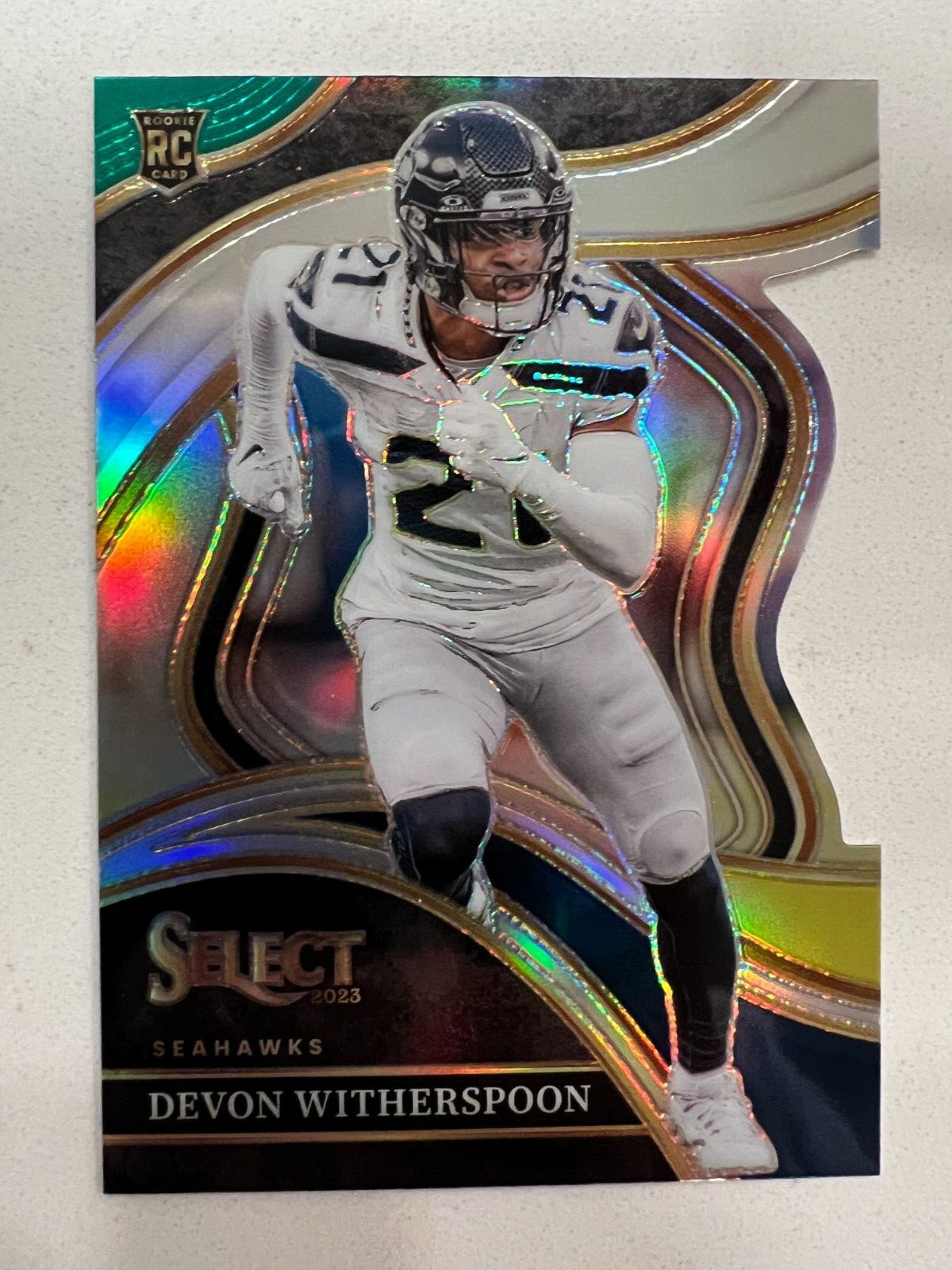 2023 Panini Select - Devon Witherspoon - Club Green & Yellow Die-Cut Rookie #273