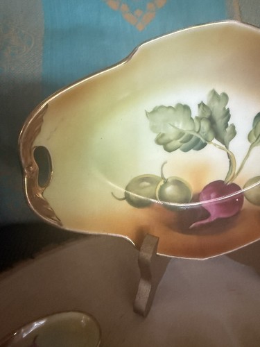 Vintage Celery Platter w/6 Matching Salt Dips Hand Painted Chinoiserie MCM - Picture 2 of 21