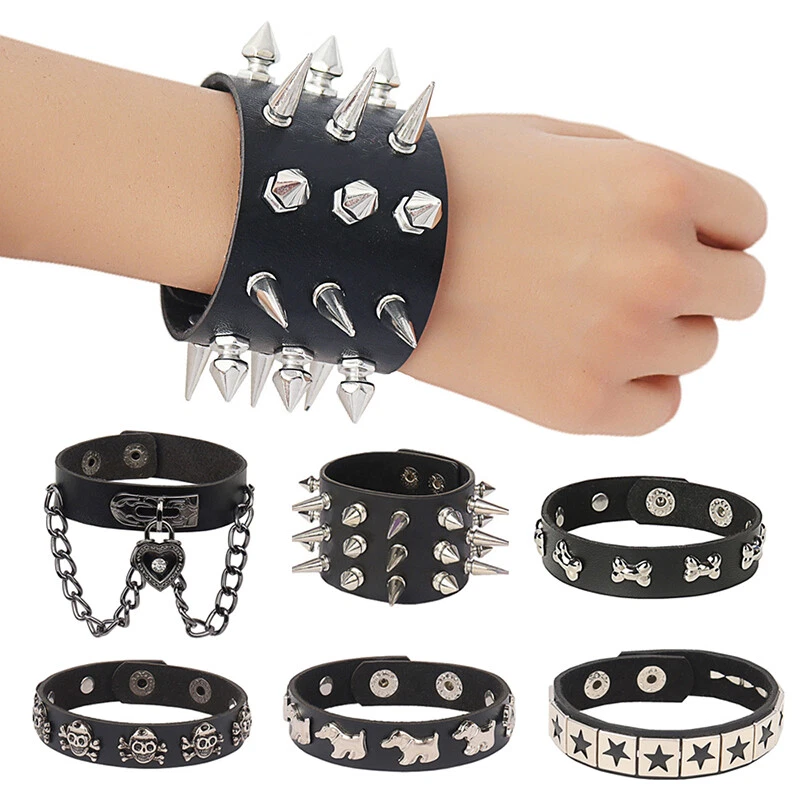 Three Row Spike Bracelet | Hot Topic | Spike bracelet, Spiked jewelry, Faux  leather bracelets