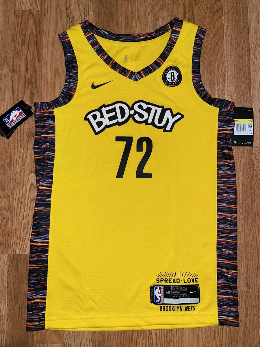 Nike new NBA Brooklyn Nets Biggie Smalls Bed-Stuy yellow Jersey CU0193-728  sz S