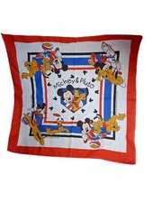 Disney Vintage Mickey Mouse And Pluto Bandana Handkerchief Made In USA 80s Retro