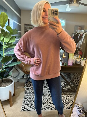 Mauve Loose Fit Drop Shoulder Long Sleeve Waistband Chenille Tunic Top