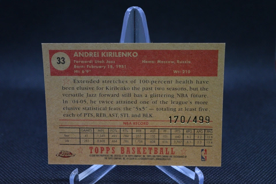 Andrei Kirilenko #33 - 2005-06 Topps Chrome 1952 Style - Jazz - 170/499 - Image 2 of 2