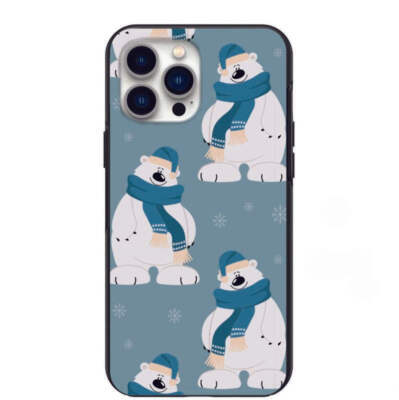 Cool Blue Scarf Polar Bears Design Phone Case for iPhone 7 8 X XS XR SE 11 12 13