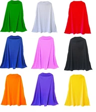 Colorful Satin-look 64" Halloween Costume Super Hero Cape Choice of 10 Colors