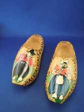 Vintage Holland Decorative Hand Painted Wooden Shoes Clogs Man Woman Images