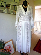 FREE PEOPLE HOME MADE WHITE PATTERENED MAXI DRESS- SIZE L FIT SIZE 8 / 10 - NWOT