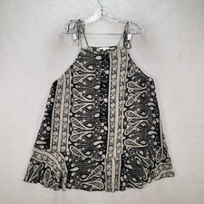 Hem Thread Womens Dress Size S Black Paisley Sheer Frayed Boho Tunic A Line Mini