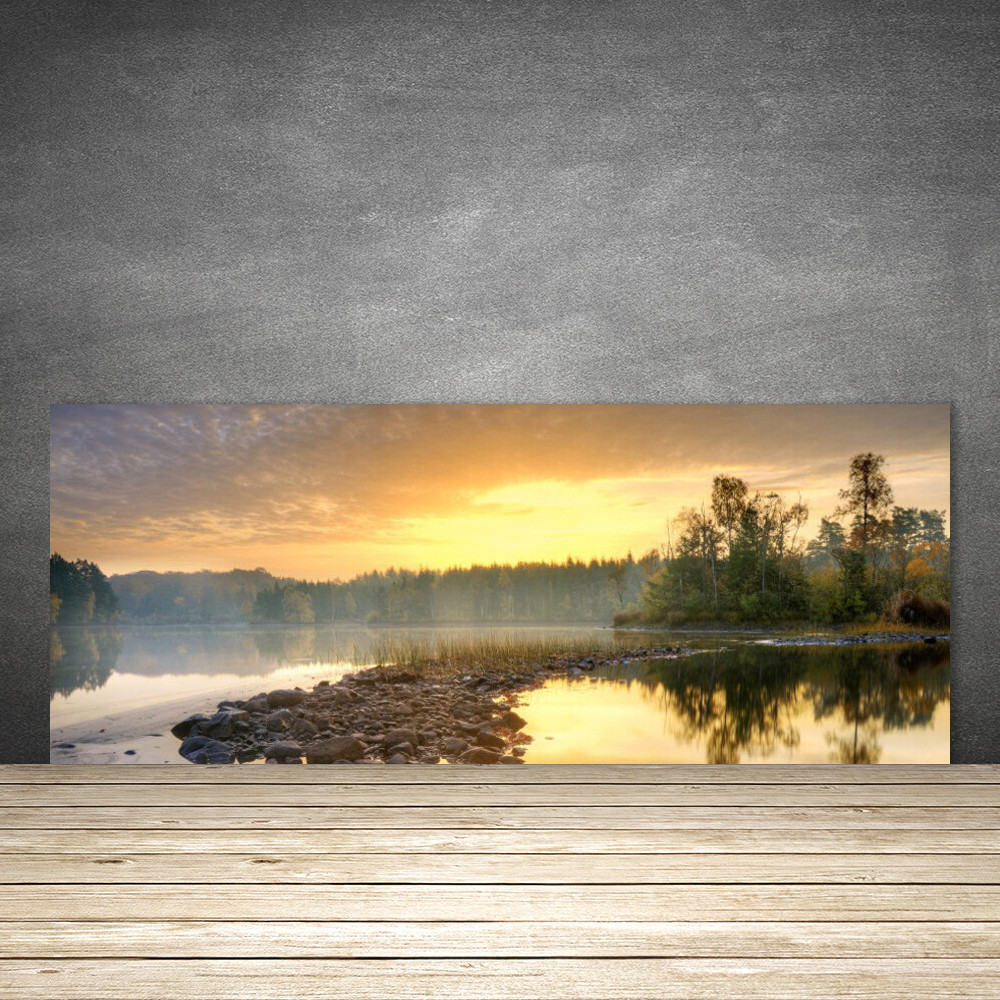 Panneau en verre de cuisine paysage naturel de mer et pierres 125x50