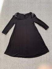 Forever 21 Black 3/4 Sleeve Flowly Short Dress Shoulder Cut Outs Size S