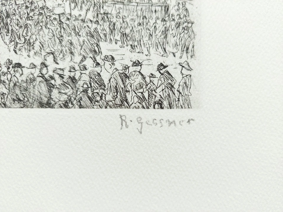 Richard Gessner Grafik Radierung Demonstration 1986 signiert - Bild 4 von 4