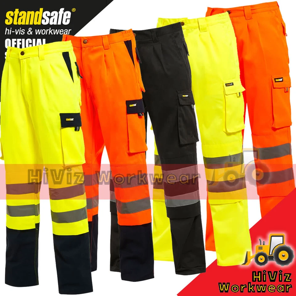 Stand Safe Supertouch Hi Viz Pantalon Cargo Sécurité Jaune Orange Marine - Photo 1/1