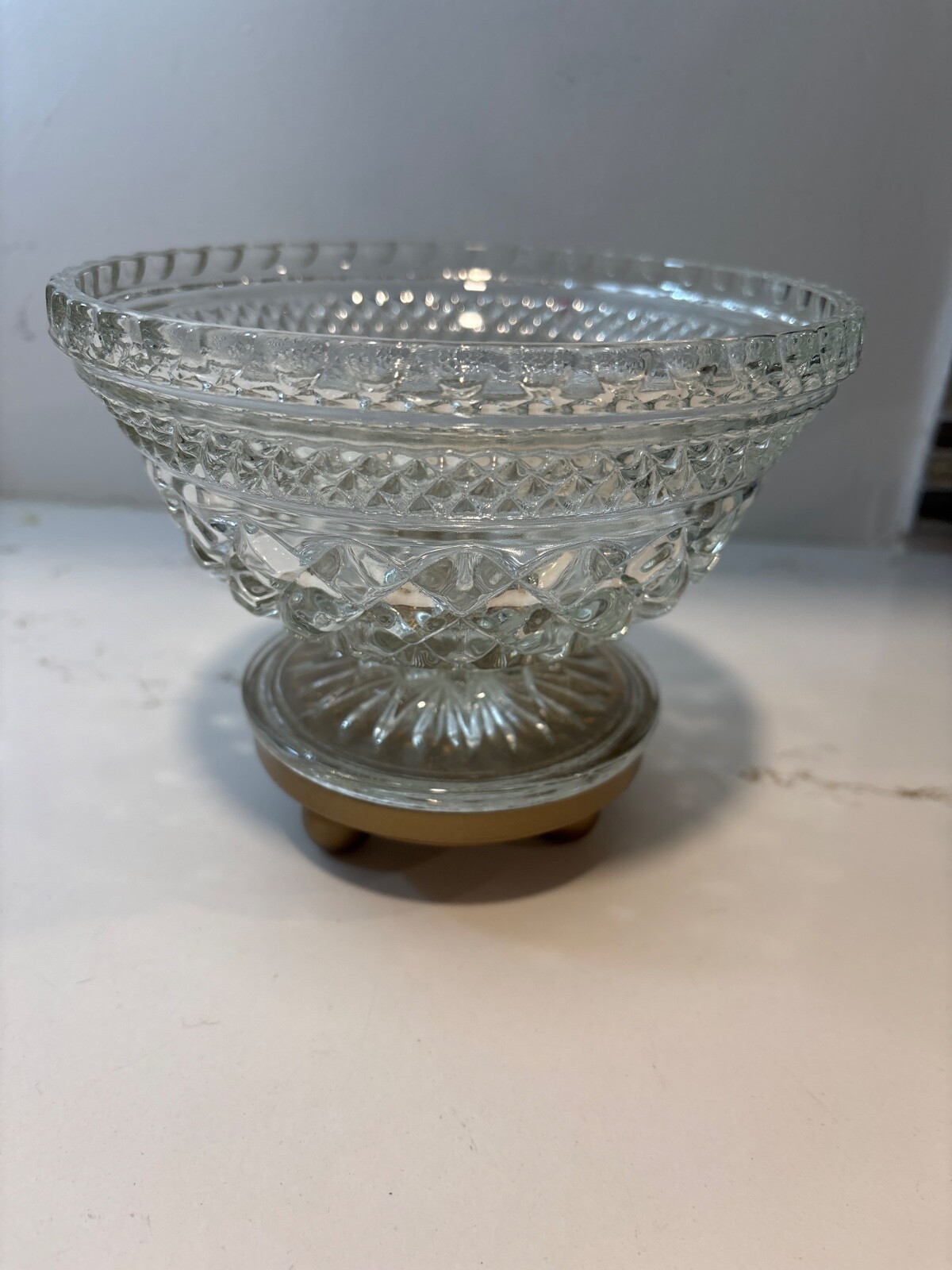 Vintage Anchor Hocking Wexford Cut Glass Crystal Candy Dish  
