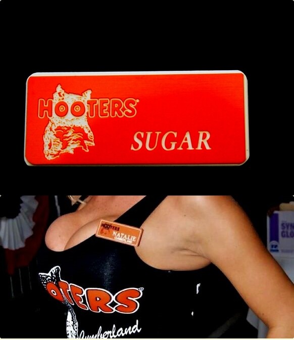 Hooters Uniform Sugar Name Tag Pin Back Dress Up  Rolo Play Holiday Lingerie 