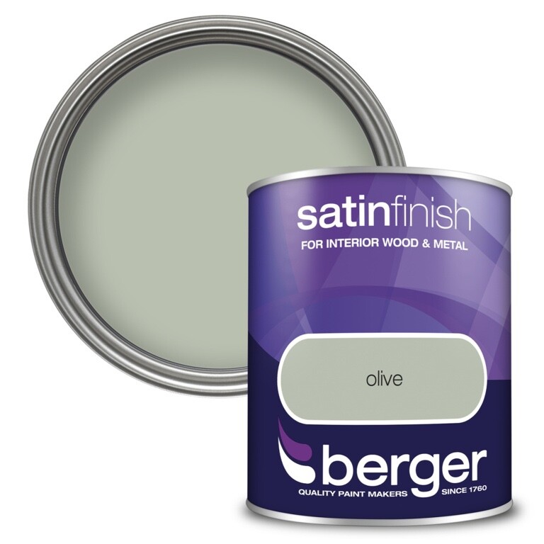 Berger Wood & Metal Interior Satin Soft Sheen Finish Paint 750ml - Olive