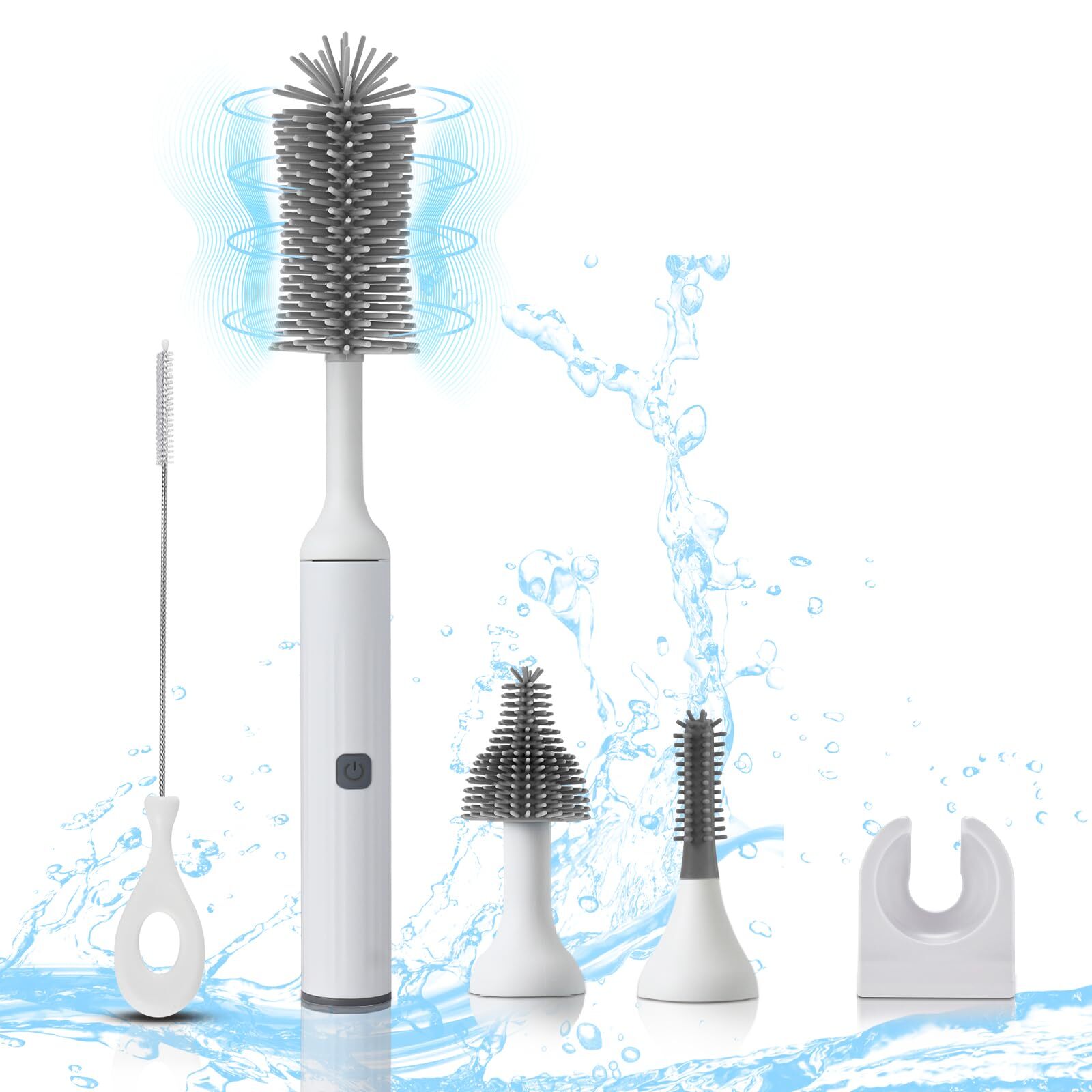 Baby Bottle Brush Set with Rechargeable Bottle Brush Cleaner and Replaceable ...