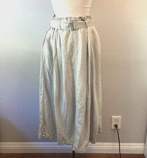 Uniqlo Very Pale Green/Gray Linen Blend Midi Skirt Size S 26-27 