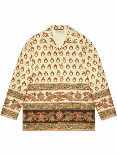 Gucci Paisley Print Silk Bowling Shirt 