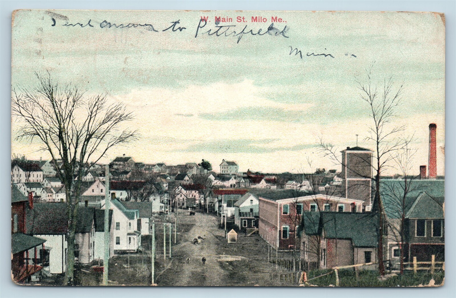 Postcard ME Milo Airview of West Maine Street 1909 View N15 eBay