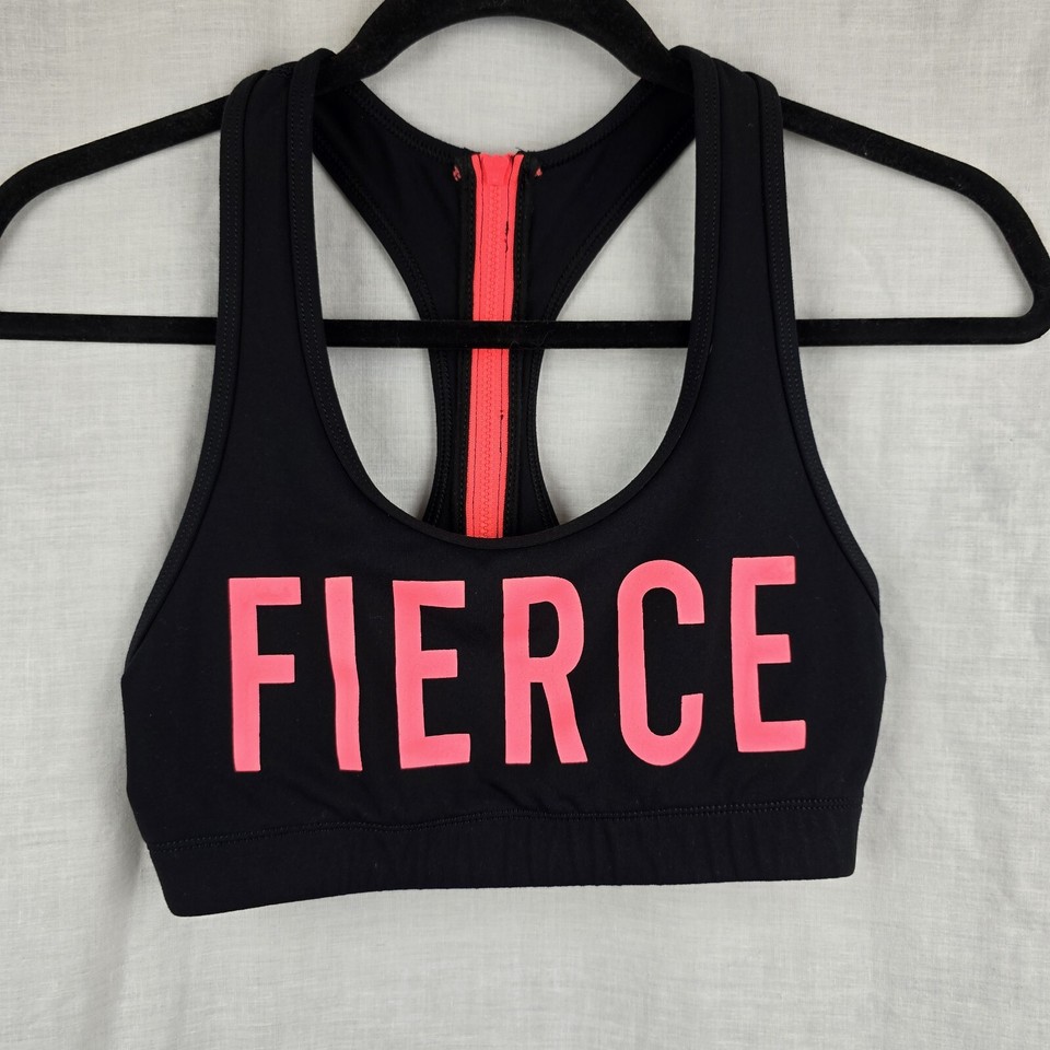 RockWear Sports Bra Size 8 Fierce Zipper Back No Padding 13" Bust 