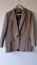 J Crew Womens Check Alfie Blazer In Honey Plaid Italian Stretch Wool Uk 8 Bnwt