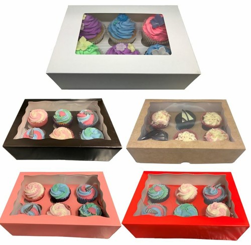 Windowed Cupcake Boxes for 1, 2, 4, 6, 12 & 24 Cup Cakes - ANY COLOUR ANY AMOUNT - Picture 11 of 13