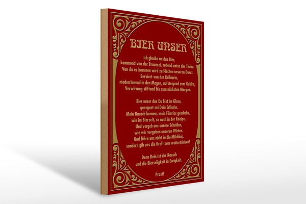 Holzschild Alkohol 30X40 Cm Prost Bier Unser Geschenk Holz Deko Schild-image