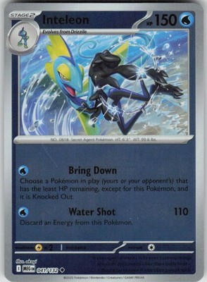 Pokemon Inteleon - Reverse Holo NM/LP ME01: Mega Evolution PKMN 041/132