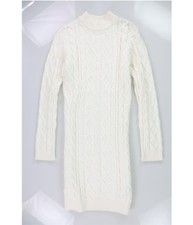 GUESS Womens Mock Neck Bodycon Sweater Dress, white, XL