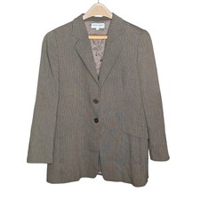 Vintage 90s Giorgio Armani Le Collezioni Wool Herringbone Blazer Italy Sz 12