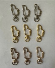 Set Of 9 Metal Swivel Clasp Keychains Thumbs Up 3 Each Gold, Silver Rose Tone