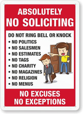 No Soliciting Sign Aluminum Weatherproof 8x12 Outdoor Business Warning