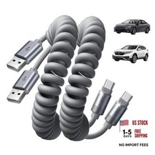 Coiled USB C Cable, USB A to USB C Cable 2 Pack Type C Charger 4FT Space Gray