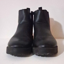 Mens Black Leather Chelsea Ankle Boots Round ...