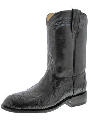 Mens Cowboy Western Black Boots Ostrich Leg Skin Roper Toe Bota Hombre Size 13.5