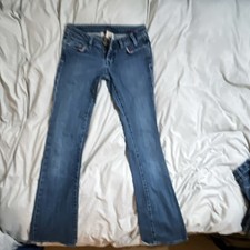 Miss Me Women's Bootcut Blue Denim Stretch Jeans Button Accents 5-Pocket